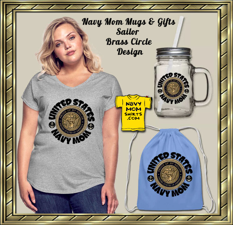 Beautiful US Navy Mom Shirts & Gifts. Brass Circle Design by NavyFamilyShirts.com