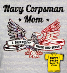 Navy Corpsman Mom Shirts Red White and Blue Eagle Shirts by NavyMomShirts.com