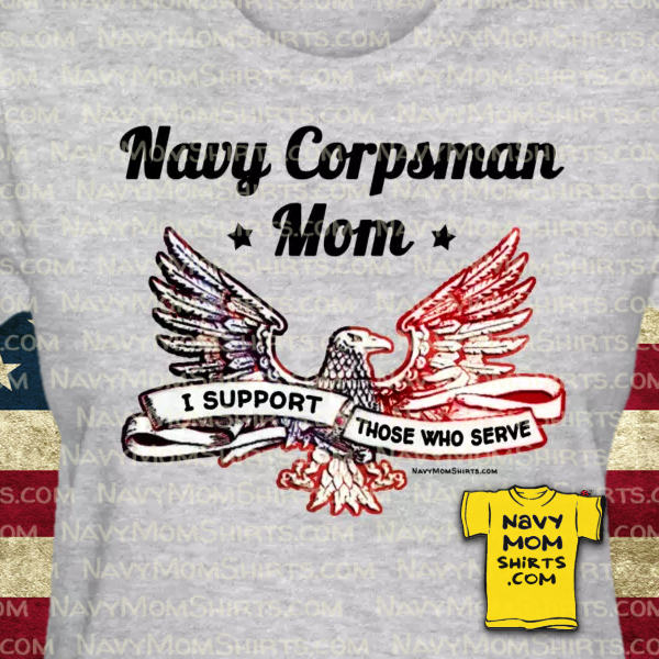 Navy Corpsman Mom Shirts Red White and Blue Eagle Shirts by NavyMomShirts.com