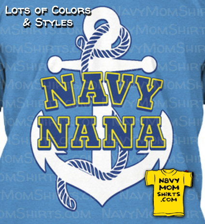 Navy Nana Shirt White Anchor by NavyMomShirts.com