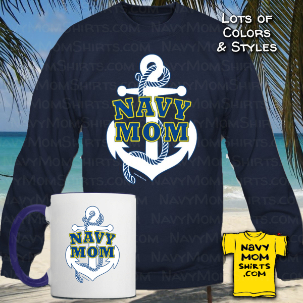 Navy Mom Anchor Sweatshirts & Mugs by NavyMomShirts.com