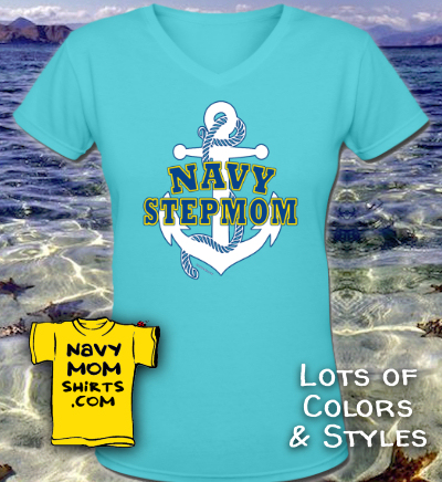 Anchor Navy Step Mom V Neck Shirts by NavyMomShirts.com