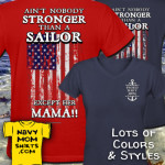 Strong Navy Mom Flag Shirts Female Daughter Sailor by NavyMomShirts.com