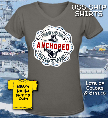USS John C Stennis Proud Navy Mom Shirts