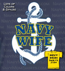 Navy Wife Shirts with White Anchor by NavyMomShirts.com