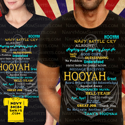 Navy Hooyah Shirts and Hoodies with Anchor by NavyMomShirts.com