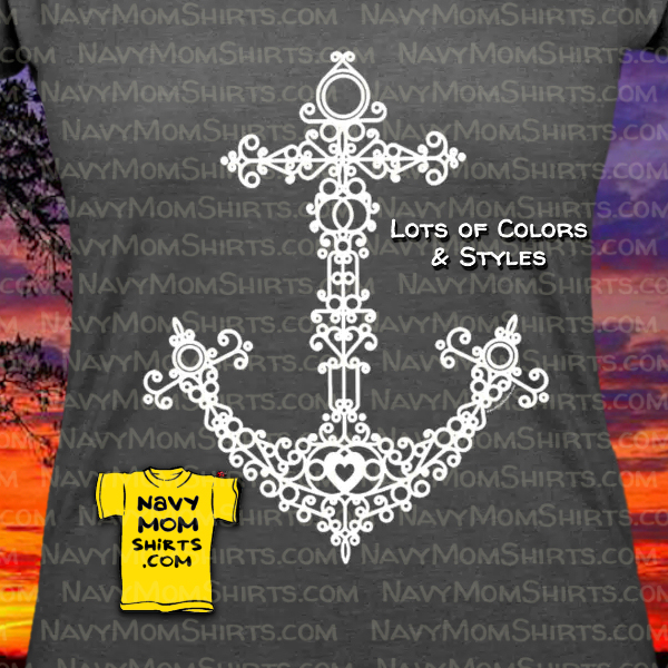 Fancy Doodle Anchor Shirts by NavyMomShirts.com