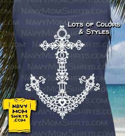Pretty Doodle Anchor Shirts by NavyMomShirts.com
