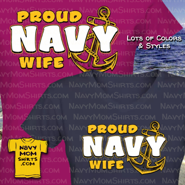 Bold Proud Navy Wife Shirts with Anchor by NavyMomShirts.com