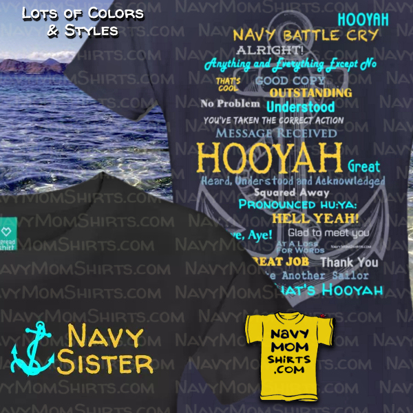 Navy Sister Hooyah Shirts and Sweatshirts by NavyMomShirts.com