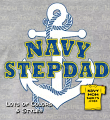 Navy Stepdad Shirts - White Anchor by NavyMomShirts.com