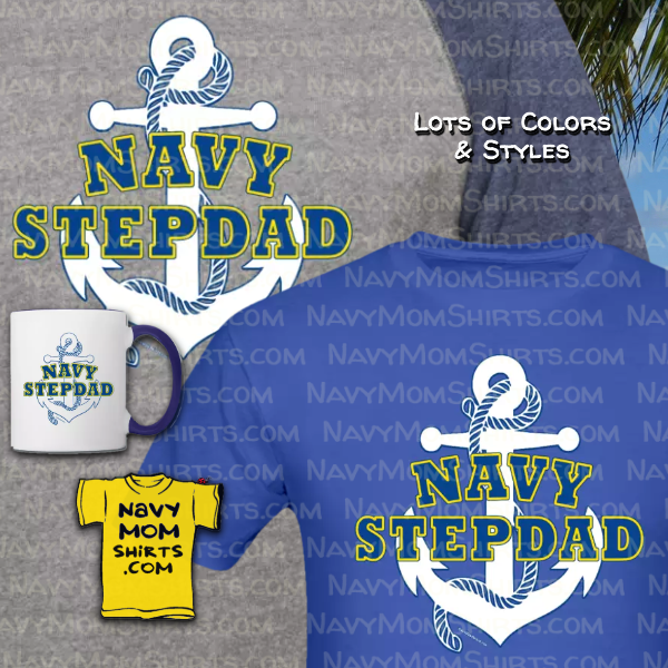 Navy Stepdad Shirts - White Anchor by NavyMomShirts.com