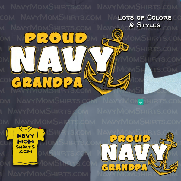 Proud Navy Grandpa Shirts Sweatshirts - Bold Navy by NavyMomShirts.com
