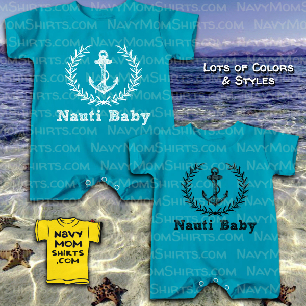 Nautical baby shirt snap onesie Nauti Baby by NavyMomShirts.com