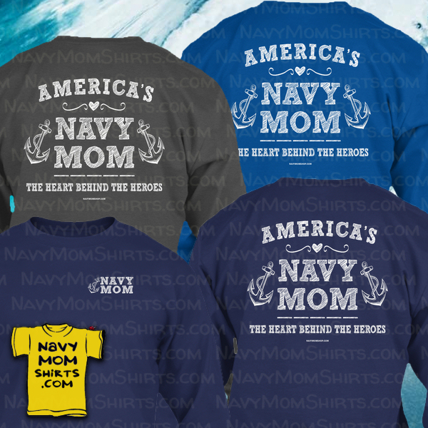 America's Navy Mom Heart Hero long sleeve t shirt by NavyMomShirts.com