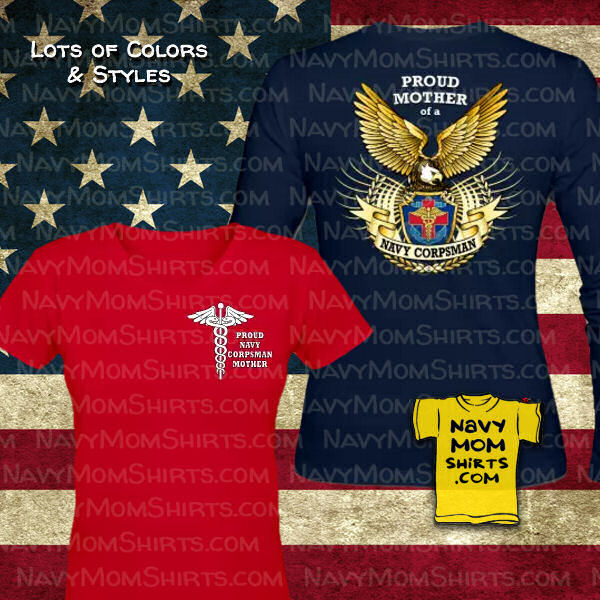 Proud Navy Corpsman Mother Shirts with Big Eagle by NavyMomShirts.com