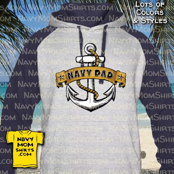 Navy Dad Sweatshirt Hoodies with Anchor by NavyMomShirts.com