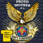 Proud Navy Corpsman Mom Shirts with Big Eagle by NavyMomShirts.com