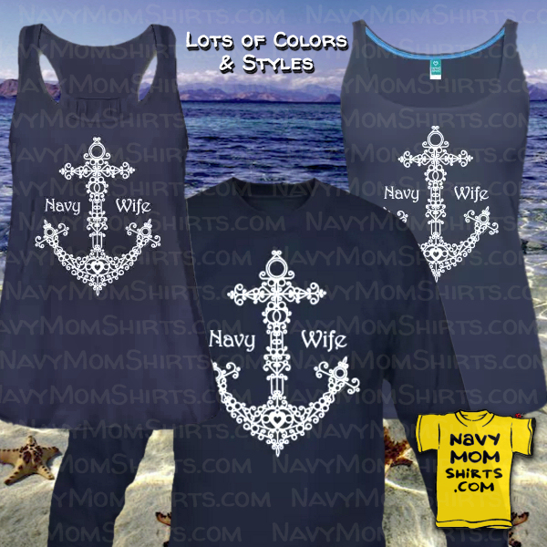 Navy Wife Doodle Tank Tops and Sweatshirts by NavyMomShirts.com