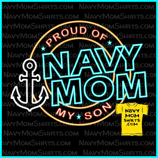 WOW! Retro Neon Navy Mom Shirts by NavyMomShirts.com