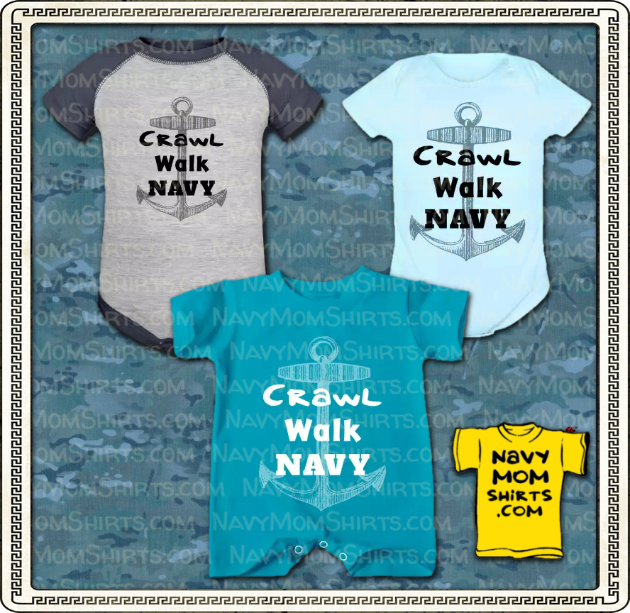 US Navy Baby Clothes - Navy Baby Onesie Snap Shirt and Bib by NavyMomShirts.com