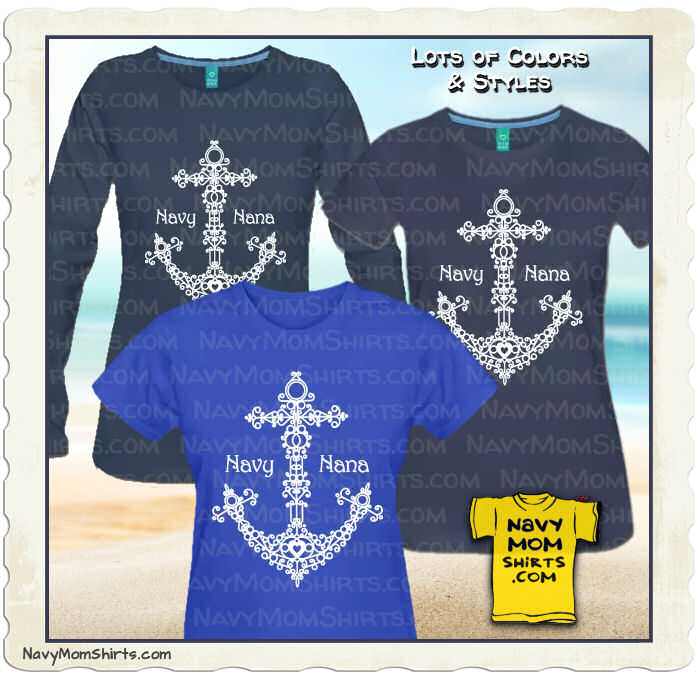 Navy Nana Shirts - Doodle Anchor by NavyMomShirts.com