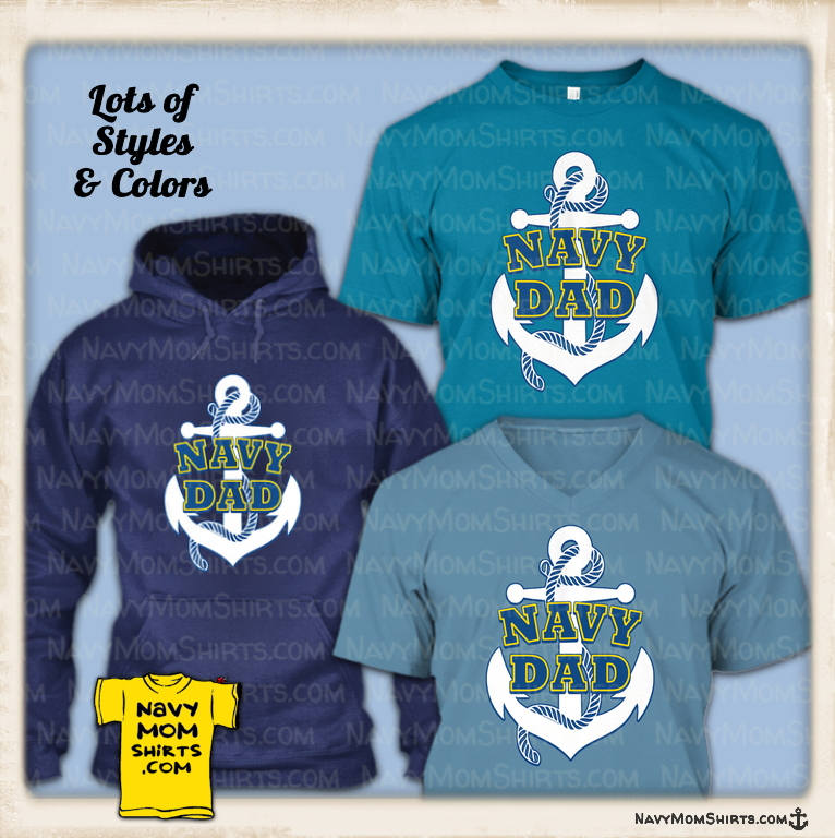 Navy Dad t shirts hoodie White Anchor designed by NavyMomShirts.com