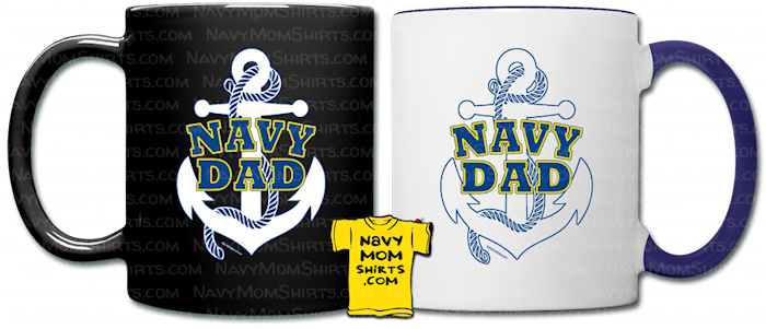 Navy Dad Coffee Mug White Anchor colored handle