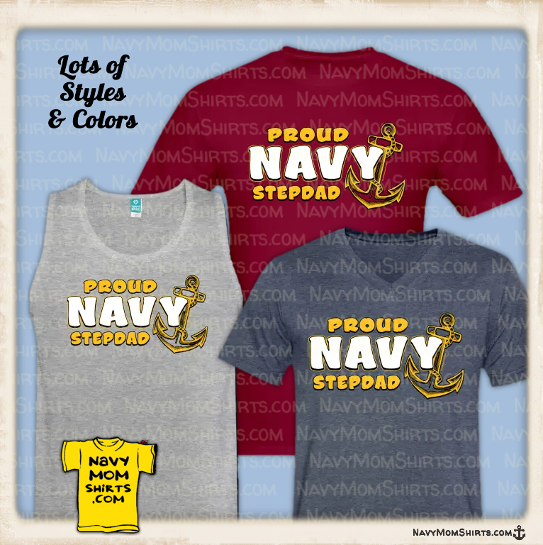 Navy Stepdad shirt tank top t shirts Bold Anchor by NavyMomShirts.com