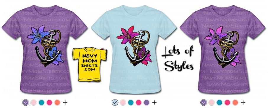 Beautiful Navy Mom Anchor Shirt with Flowers designed by NavyMomShirts.com