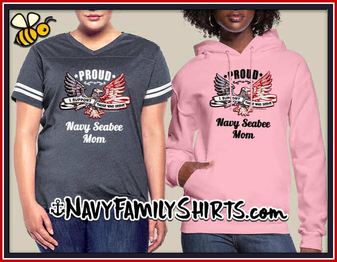 Proud Navy Seabee Mom Shirts and Hoodies with RWB Eagle