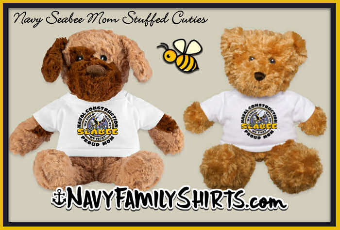 Navy Seabee Mom Stuffed Bear and Dog by Navy Family Shirts