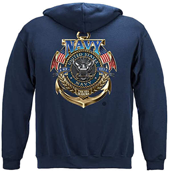 US Navy the Sea is ours anchor hoodie at Navy Family Shirts.