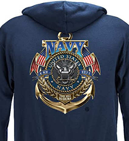 US Navy the Sea is ours anchor hoodie at Navy Family Shirts.